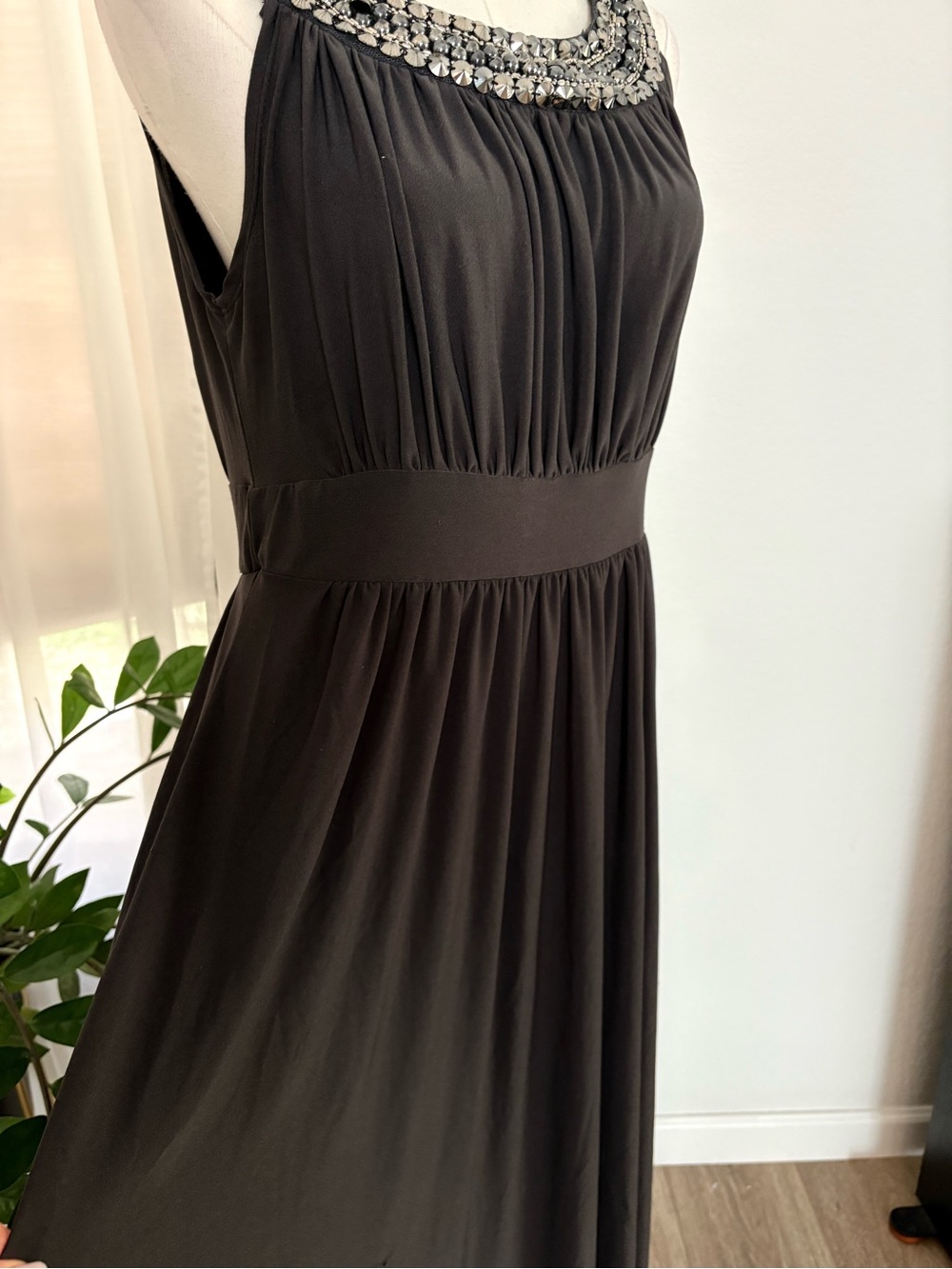 Haani Black Maxi Dress with Beaded Neckline - Picture 10 of 10